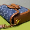 Kobiety Flap Bag Messenger Torebka Crossbody Torby mody płótno vintage kowbojski wzór listu niebieski czerwony pasek na ramię Wysoka jakość