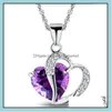 Pendant Necklaces & Pendants Jewelry Luxury Crystal Cz Heart Necklace Women Cubic Zirconia Diamond Love Sier Plated Chain For Ladies Fashion