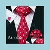 Neck Ties Fashion Aessories Barry.Wang Arrival Mens For Men Red Set Woven Tie Hanky Cufflinks Wedding Party Business1 Drop Delivery 2021 Qud