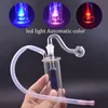 Mini Glass Oil Burner Bong Hookah Water Pipe LED light Recycler Dab Rig ash catcher Bongs with 10mm male oil burner pipes and hose