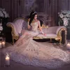 Sparkly 2022 Mermaid Wedding Dress Sexy Sheer Bling Beads Lace Applique High Neck Illusion Long Sleeve Champagne Trumpet Bridal Gowns