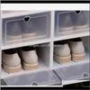 ボックスビンズハウスキーピング組織ホームガーデンドロップデリバリー2021折り畳み式クリアストレージ厚さのプラスチック積み重ね可能な靴オーガナイザースタッキング