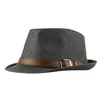 Topp hattar män och kvinnor unisex sommar strå hatt strukturerad packbar solstrand kubansk trilby mütze # 2s27 bred brim