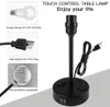 Touch Control Table Lamps with 2 USB Charging Port, Modern Bedside Nightstand Desk Lamp Grey Fabric Shade for Bedroom, Guest Room or Office