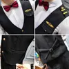 Dress Vests For Men Single Row Buckle Epaulet Air Less Vest Nightclub Waistcoat Suits Men Casual Slim Fit Formal Gilet Homme 210527