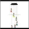 Dekorationer uteplats, gräsmattor leverans 2021 LED Solar Light Outdoor Wind Chimes Lights Romantic Wishing Bottle Starfish Windbell String Lamp