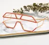 Strass lunettes de soleil surdimensionnées femmes 2021 une pièce diamant rétro hommes lunettes de soleil carré Vintage marque en gros 11