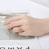 Teamer Women Elegant Flower Zircon Finger Ring Stainless Steel Black Casual Engagement Rings Smyckesgåva till Friend Lover Q07084244935