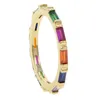 Anelli di nozze Whole ER Women Finger Rettangolare Rainbow CZ Banda pavimentata per l'impegno per feste Colorful Stack Ring Jewelry9371778