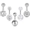 5 pièces 6mm nombril court en acier inoxydable Petite nombril anneaux 5 Style pour femmes filles 14G Piercing corporel