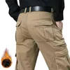 Pantalon cargo en polaire chaude d'hiver pour hommes, multi-poches, Baggy, pantalon militaire décontracté, pantalon de jogging, grande taille 46 48 8XL H1223