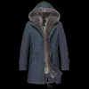 Мужская кожаная искусственная зимняя куртка мужчины Parka Real Brow пальто с капюшоном натуральный енот вкладыш теплые подлинные куртки Parkas de Hombre 16-7731