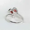 Butik försäljning naturlig röd granat ädelsten trendig ring för kvinnor real 925 sterling silver charm fina smycken öppen storlek 211217