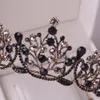 2021 Śliczne barokowe nakrycia księżniczki Czarny Rhinestone Bridal Tiara Wedding 18. urodziny królowa korona formalna impreza 8458327