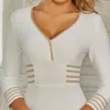 SWTAOセクシーホワイト女性長袖包帯ドレスレディースエレガントボディコンイブニングクラブパーティーVestido 210527