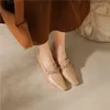 Damen-Schuhe aus echtem Leder, dickes Schaffell, High Heels, Kette und quadratischer Kopf, 2022 2 9