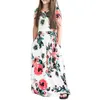 Summer Kids Dresses for Girls Ankle Length Long Print Flower Girls Dress Children Girl Clothes 5 Colors 210713