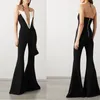 Women Jumpsut Color Matching V-neck Sleeveless Off Shoulder Sexy Rompers Womens Jumpsuit Black Vintage Long 210513