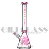 18 "de altura 9 mm de espesor vaso de precipitados bong Cachimbas Cera de vidrio Bongs Recycler Water Pipes mini perc dab rig pipa para fumar con tazón Oil Rigs Heady Rig