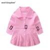 Mudkingdom Girls Trench Coats Solid Långärmad Windbreaker Kids OuterWear Fashion Lapel Knapp Tjej Höstkläder 210615