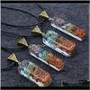 Rock Quartz Retro Reiki Healing Colorful Chips Stone Natural Chakra Orgone Energy Pendant Necklace Pendulum Amulet Orgonite Crystal Qy 9pbge