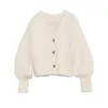 Kuzuwata Eenvoudige zoete losse vrouwen Cardigan Spring V Nek Breiged Coat Casual Solid Design Sweaters 210917