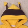 Fleece baby rompertjes hoodies jassen streep bijen body pak fleece streep baby kleding jongen outfits 210413