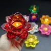 Vidro lotus flor portador de velas de alta qualidade chá de cristal leve castiçal artesanato artesanal artesanal