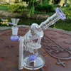 7 Inch Sidecar Hookahs 4mm Thick Glass Bongs Green Purple Showerhead Percolator Oil Dab Rigs Recycler Water Pipes 14mm Female Joint With Bowl