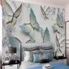 Romantische 3D-Blumentapete, wunderschön geprägter blauer Schmetterling, Wandgemälde, Heimdekoration, Malerei, wasserfeste Antifouling-Tapeten, Wandpapiere