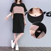 206 # Abito estivo premaman casual per allattamento Abiti larghi per allattamento al seno neri per le donne incinte Spacchi laterali Chic Abbigliamento gravidanza