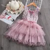 Flor meninas vestido criança menina princesa tutu bolo esmagar roupas festa de festa casual verão q0716
