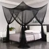 Moustiquaire Noir Blanc Pour Double Four Corner Bed Post Canopy Full Queen King Size Literie