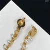 Trendy Lion Head Designer Earrings Charm Long Pearl Pendant Studs Women Metal Letter Eardrop With Gift Box