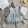 Flickor 'Lace Overaller Lolita Dress Suit Children's Princess Dress 2020 Spring and Autumn Baby Floral Långärmad Prinsessans klänning Q0716