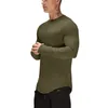 Yeni Mesh Katı Uzun Kollu T Gömlek Erkekler Moda Marka Giyim Slim Fit Spor Yüksek Streç O Boyun Vücut Geliştirme T-shirt Erkek 210421