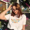 Porzingis Female T-shirt Rainbow Letter Printed tshirt Summer Fashion Depressed Stressed Horny Slogan Cotton T Shirt 210623