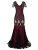 V-Neck Long Prom Dress Dress Sequins Majoy Beaking Party Abiti Donne Donne Abiti per maniche eleganti per il 2022