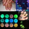 Nail Glitter 12 Boxes/Set Glow In Dark Phosphorescent Powder Pigment Luminous Shining Halloween Christmas Art Decorations