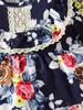 Baby Floral Print Ruffle Trim Guipure Kant Insert Dress She