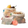 Bolsas de almacenamiento Bolsa de la compra Reutilizable Gran capacidad Algodón Fruta Vegetal Produce Malla Tote para el hogar al aire libre
