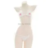 Sexig bikini Små koppar SexyCute Cat Paw Print Underkläder Suits Fit Yttre utbud av storlekar Bomull Svart Vit Micro Underkläder Y0911