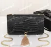 Chain Shoulder Bag Luxury Designer Handbag Women Purse 7 Colors Gold Silver Hardware Genuine Leather Bags Pattern High Quality Tassel 23cm Wallet