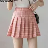 Summer Plaid Kobiety Spódnica Wysoka Talia Szwy Student Plised S Woman Cute Sweet Girls Dance Mini XS-2XL 210520