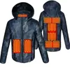 남자 위장 가열 겨울 따뜻한 재킷 USB 난방 패딩 스마트 서모 스탯 컬러 후드 의류 211214