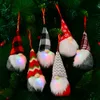 Christmas Gnome Lights Handmade Swedish Tomte Ornaments Santa Plush Doll Hanging Decoration Pendants XBJK2109