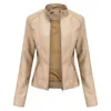 Veste en cuir femmes automne printemps femmes Moto Biker Zipper veste rouge noir abricot café manteau dames vêtements d'extérieur marron 211130