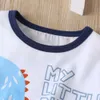 秋の子供たちセットファッション男の子長袖oネックプリント漫画Tシャツストライプパンツかわいい女の子服18-24m 210629