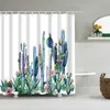 Tropical Cactus Shower Curtain Polyester Fabric Bath Curtain For The Bathroom Decoration Multi-Size Printed Bathroom Accessories 210609