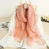 Halsdukar Mujer Bufand Four Seasons Wraps Silk Wool Blend Scarf Dam Hijab För Damer Pashmina Broderi Pärlor Sjalar Echarpes